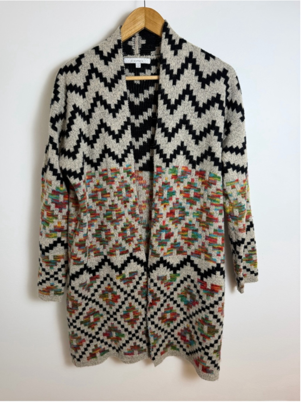 Dreamers M/L Southwestern Aztec Longline Cardigan